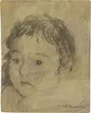 Antonio Bueno, Ritratto di bambino, 1947, mixed media on panel