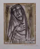Giuseppe Migneco, Figura femminile, 1961, ink on paper applicata on card