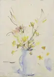 Filippo de Pisis, Fiori a Londra, 1938, watercolour on paper applicata on canvas