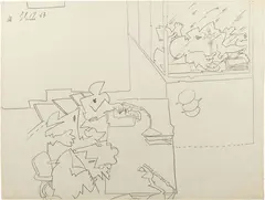 Il processo by Valerio Adami, 1963, pencil on paper, offered Dec 2021
