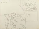 Valerio Adami, Il processo, 1963, pencil on paper
