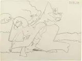 Valerio Adami, Sguardo nel giardino, 1963, pencil on paper