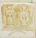 Massimo Campigli, Bozzetto con figure, oil on canvas