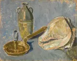 Raffaello Arcangelo Salimbeni, Natura morta con conchiglia, 1936, oil on cardboard