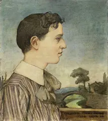Ugo Gornelli nel paesaggio by Edgardo Rossaro, 1903, oil and mixed media on cardboard, offered Oct 2021