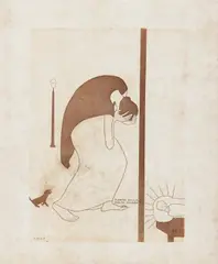Adolfo Wildt, Pianto sulla porta chiusa, etching and acquatinta