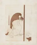 Adolfo Wildt, Pianto sulla porta chiusa, etching and acquatinta