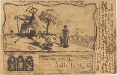 Albert Welti, Senza titolo, 1901, etching on cartolina postale