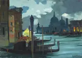 Sera veneziana by Renato Natali, oil on compensato, offered Oct 2021
