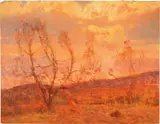 Tramonto rosso by Ludovico Tommasi, oil on cardboard, offered Oct 2021