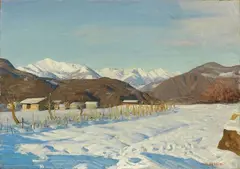 Paesaggio innevato by Oreste Albertini, oil on canvas, offered Oct 2021