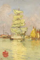 Vittore Zanetti Zilla, Veliero bianco, 1920, oil on compensato