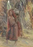 Giorgio Oprandi, Giovane indigena, oil on canvas applicata on panel
