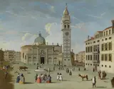 Apollonio Domenichini, Il Campo e la Chiesa di Santa Maria Formosa con lo spettacolo della caccia dei tori, oil on canvas