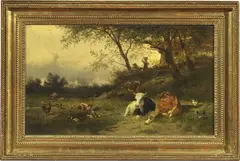 Conrad Bühlmayer, Ragazzo che gioca con le anatre, 1872, oil on panel