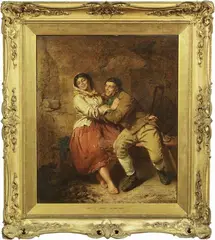 Scena di corteggiamento by Edwin Roberts, 1877, oil on canvas, offered Oct 2021