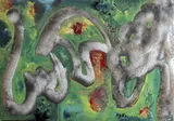 K.P.K., Il serpente sacro, 2012, mixed media on faesite applicata on canvas