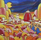 Skim, Luna di Firenze nella colorata valle dei fiori, 2014, acrilici on canvas
