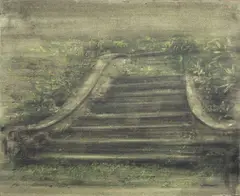 Scalinata a Villa Bardini by Piero Vignozzi, oil on paper applicata on canvas, offered Oct 2021