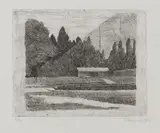 Giorgio Morandi, Campo di tennis ai Giardini Margherita a Bologna, 1923, etching on zinco