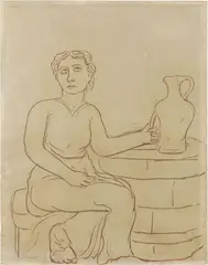 Samaritana al pozzo by Tullio Garbari, 1931, sanguigna on paper, offered Jun 2021