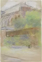 Mikhail Larionov, Paesaggio con casa e figura evanescente, 1903, pastel on paper