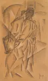 Roberto Marcello Iras Baldessari, Studio di figura 1, 1916, pencil and biacca on paper