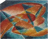 Giacomo Balla, Linea di velocità + spazio, 1913, enamel on vetro smerigliato