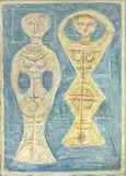 Massimo Campigli, Figure - Due idoli, 1960, oil on canvas
