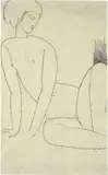 Amedeo Modigliani, Nu accroupi (Nudo seduto con le mani al suolo), 1910, charcoal on paper