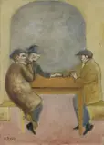 Tre uomini al tavolo by Ottone Rosai, 1957, oil on canvas, offered Jun 2021