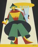 Fortunato Depero, Cinese, tempera on paper applicata on canvas