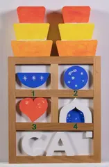 Joe Tilson, Il vero tema, 2011, mixed media on legno