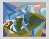 Giacomo Balla, Colpo di fucile domenicale, 1918, screenprint a colori