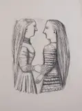 Massimo Campigli, Due donne di profilo, 1952, lithograph