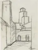 Ottone Rosai, San Gimignano, 1954, charcoal on paper