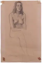 Nudo femminile by Leonardo Dudreville, 1928, charcoal on paper, offered Jun 2021
