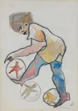 Mino Maccari, Figura, mixed media on paper applicata on cardboard
