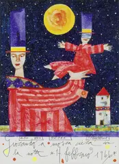 Giocando a mosca cieca con la notte by Francesco Musante, mixed media on cardboard, offered Jun 2021
