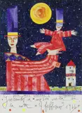 Giocando a mosca cieca con la notte by Francesco Musante, mixed media on cardboard, offered Jun 2021