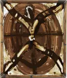 Bruno Ceccobelli, Senza titolo, mixed media on paper applicata on cardboard
