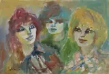 Tre donne by Mino Maccari, oil on canvas, offered Jun 2021