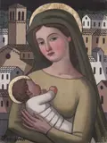 Fulvio Pendini, Madonna con Bambino, 1972, oil on canvas