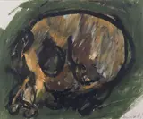 Ennio Morlotti, Teschio, pastel and mixed media on paper