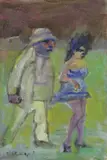 Figure by Mino Maccari, oil on canvas board, offered Jun 2021