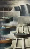 Marcello Scuffi, Piccolo cantiere, oil on canvas di juta