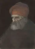Pietro Annigoni, Ritratto di uomo con copricapo rosso, mixed media on paper applicata on panel