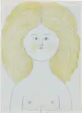 Antonio Bueno, La Ragazza, 1975, pastel and pencil on paper applicata on canvas