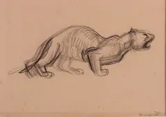 Philipp Harth, Pantera, charcoal on paper applicata on cardboard