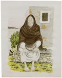 Giuseppe Migneco, Vecchia, mixed media on paper